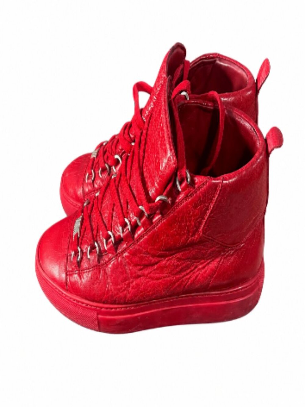 Balenciaga Arena High Top Red Leather Sneakers Size 9.5 Men
